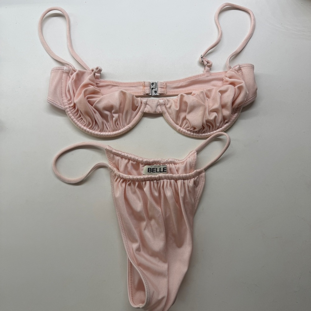 Belle The Label Pink Ruched Bikini Set Size S
